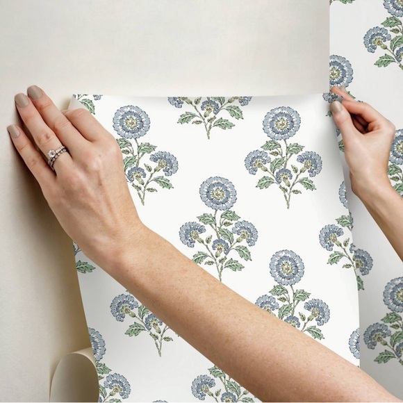 Brewster Flourish Block Print Blue and Green
Multi Peel and Stick 1pc Wallpaper - Picture 5 of 7